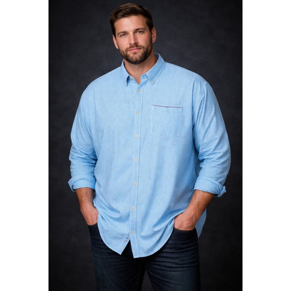 ROBERT‎ GRAHAM Men's 3XL Blue White Gingham Check Long Sleeve Shirt -2650